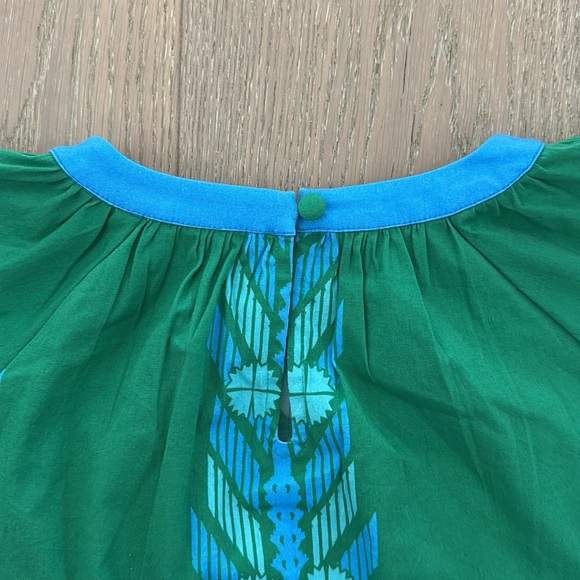 Sheridan French Green Blue Ikat Short Sleeve Top - Picture 7 of 9